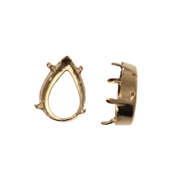 Castone per gemma o cabochon a goccia da 18x13 mm. Oro Lucido