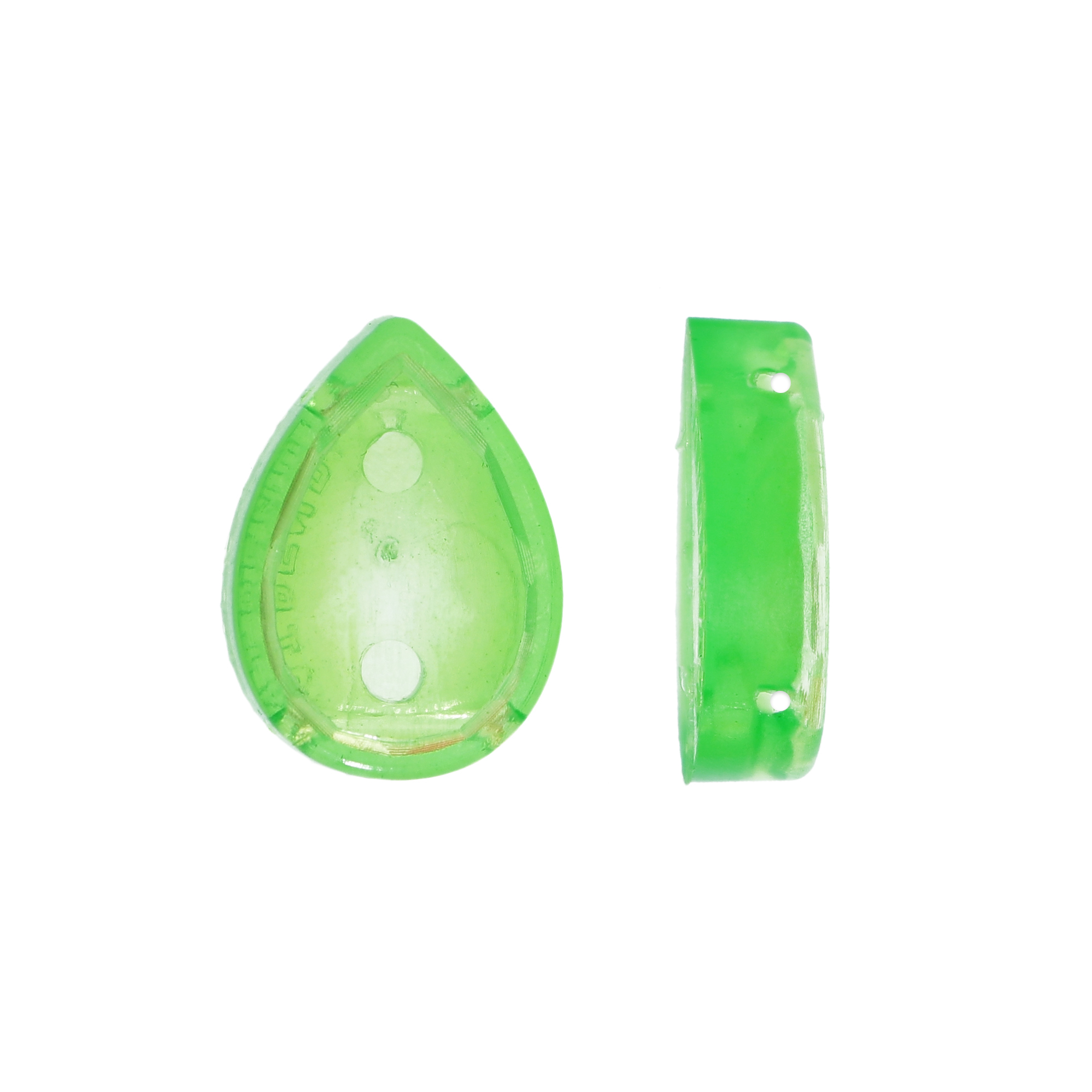 Castone Goccia in gomma, 22x16 mm., colore LIGHT GREEN OPAL