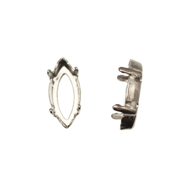 Castone per gemma o cabochon a navetta da 15x7 mm.