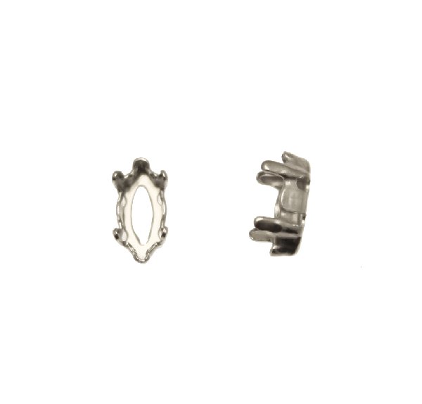 Castone per gemma o cabochon a navetta da 8x4 mm.