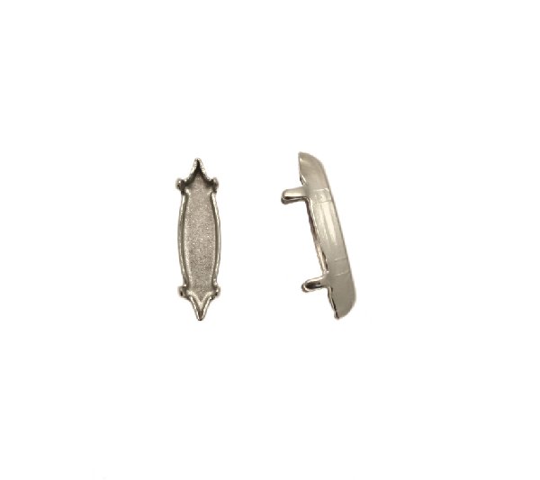 Castone per gemma o cabochon a navetta allungata da 15x4 mm.