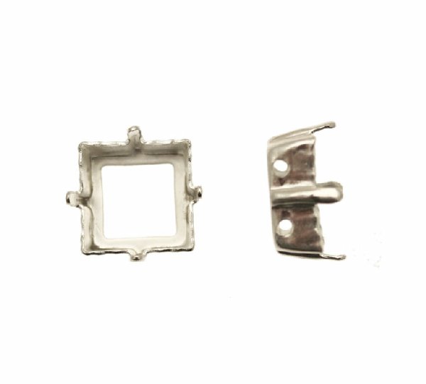 Castone per gemma o cabochon quadrato (con angoli a spigolo vivo) da 12x12 mm.