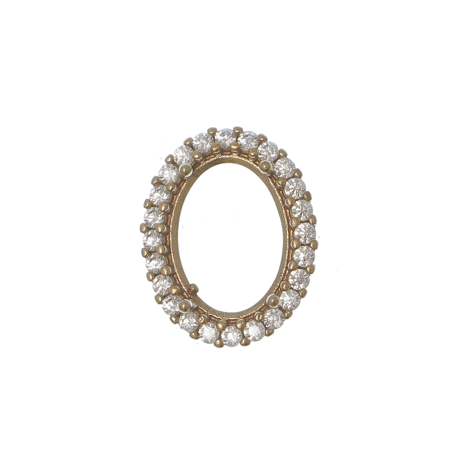 Castone per Gemma Ovale, con Strass, 18x14mm, con fori laterali