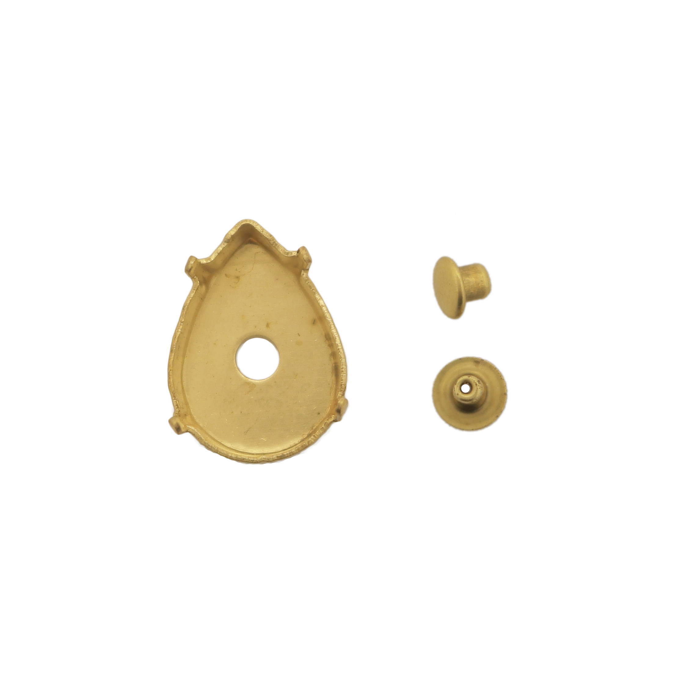 Castone per Gemma a Goccia, 18x13mm, con foro centrale con Rivetto