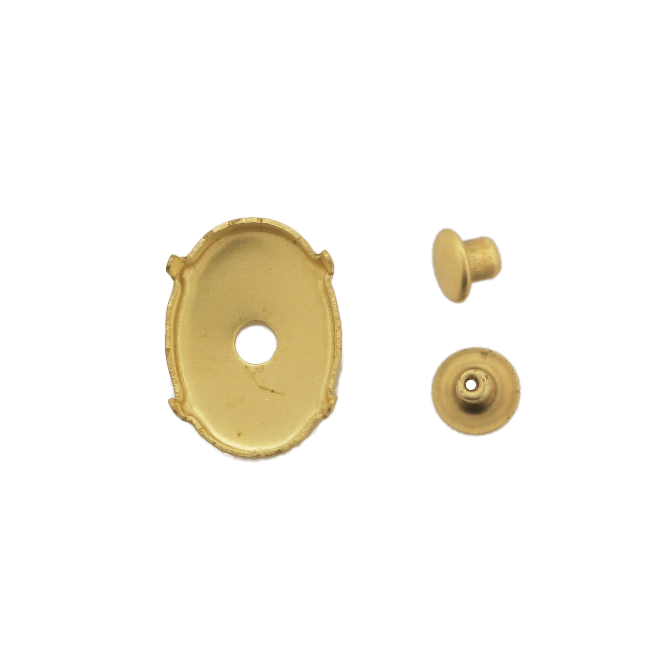 Castone per Gemma Ovale, 18x13mm, con foro centrale con Rivetto