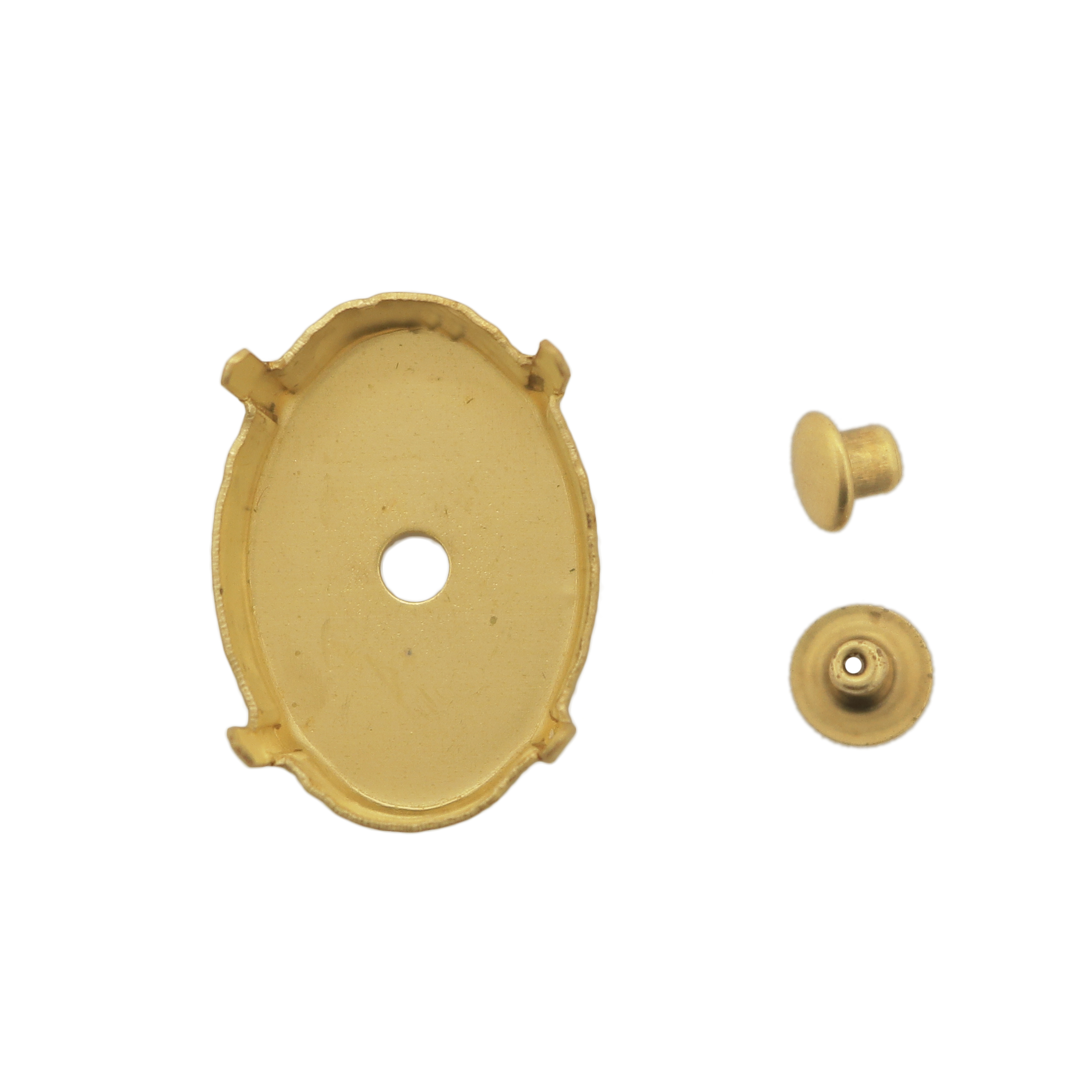 Castone per Gemma Ovale, 25x18mm, con foro centrale con Rivetto