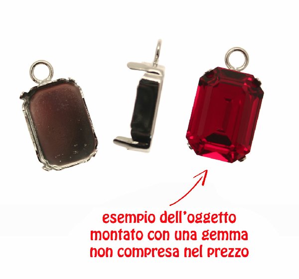 Porta gemma o cabochon rettangolare (misura 18x13 mm.) a forma di castone chiuso