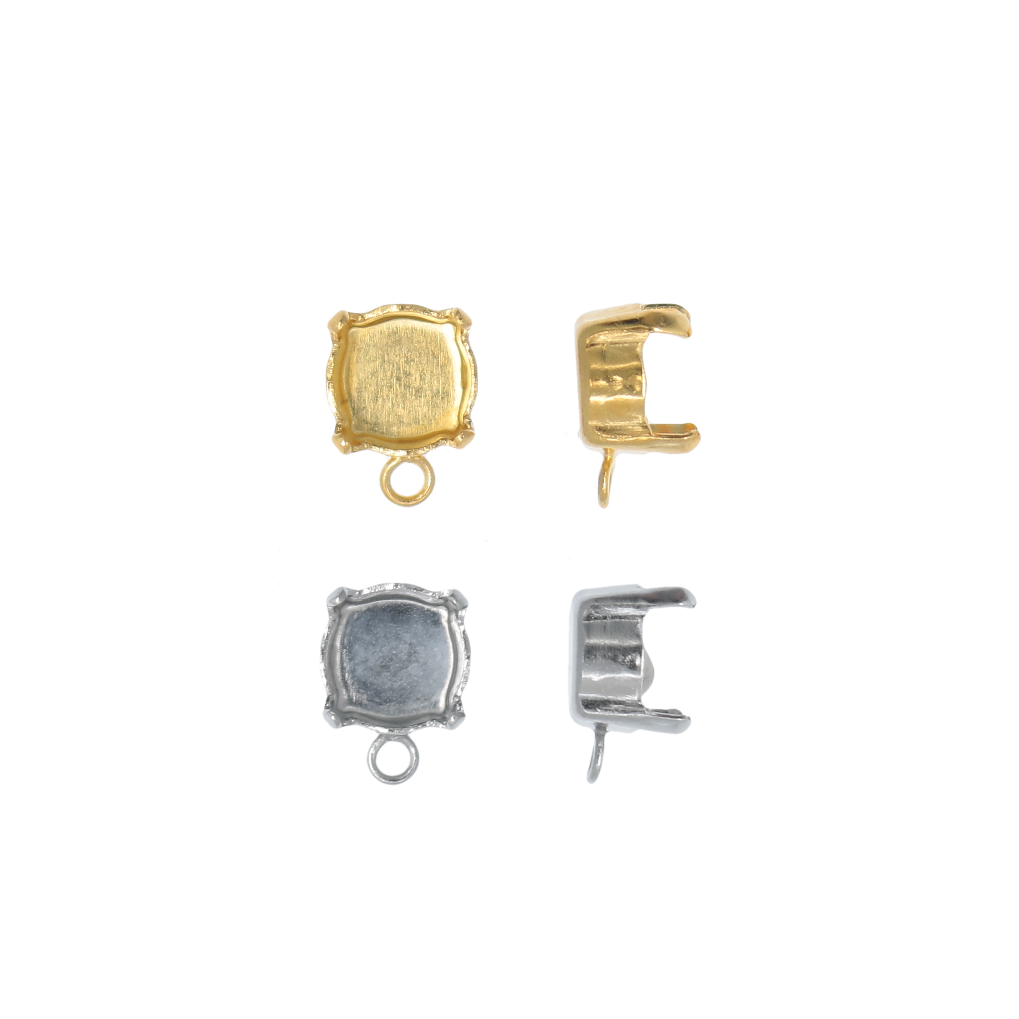 Porta gemma tonda conica SS39 (8,2 mm) a forma di castone chiuso con anellino tondo CHIUSO da 1.6 mm.