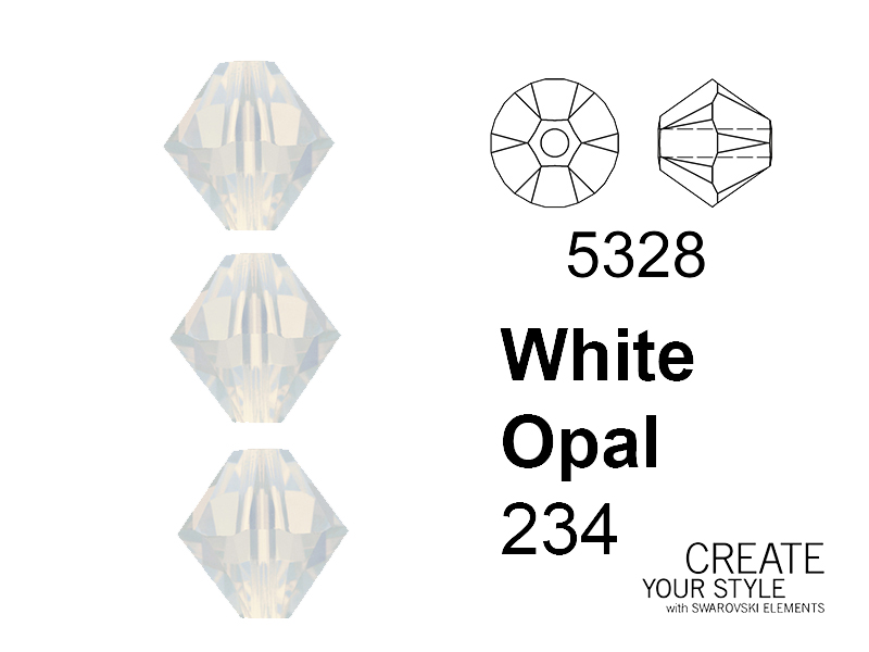 Swarovski Bicono WHITE OPAL - 5328