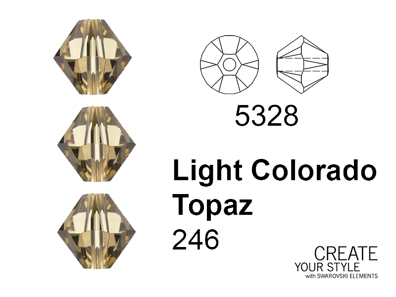 Swarovski Bicono LIGHT COLORADO TOPAZ - 5328