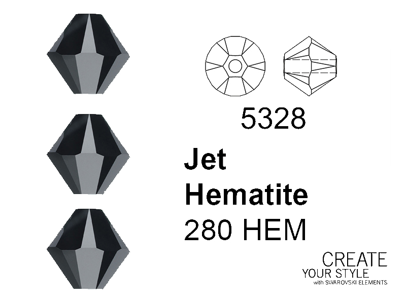 Swarovski Bicono JET HEMATITE - 5328