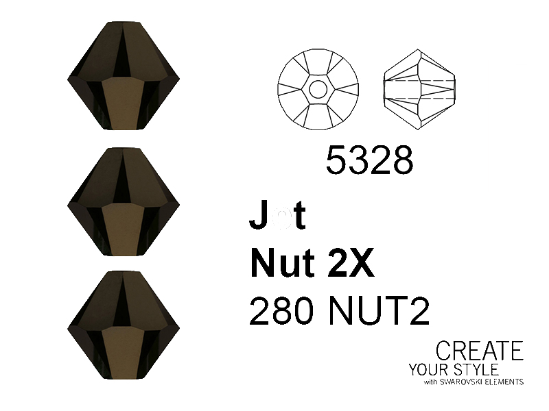 Swarovski Bicono JET NUT 2X - 5328