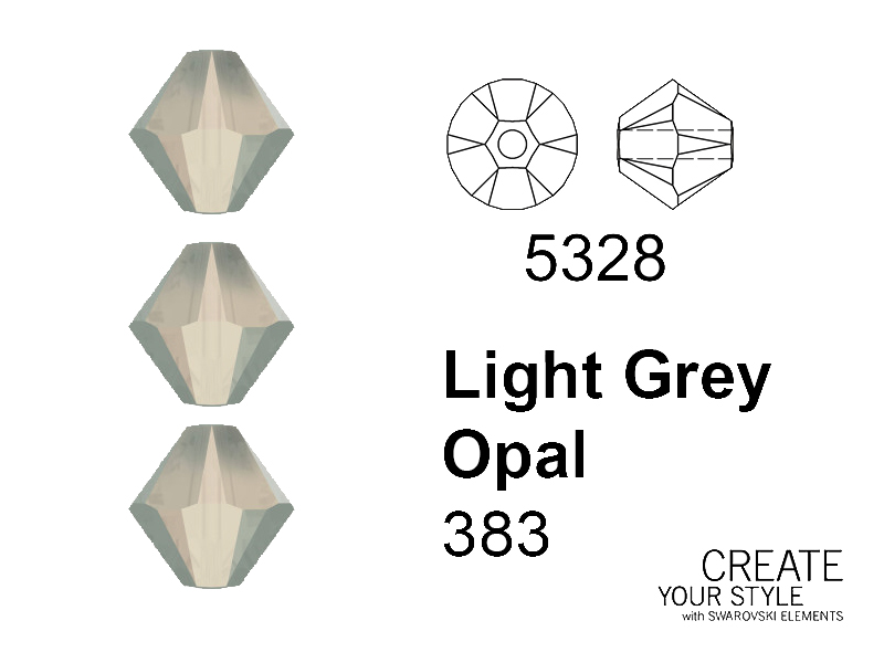 Swarovski Bicono LIGHT GREY OPAL - 5328
