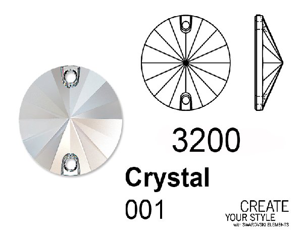 Swarovski rivolo Tondo con base piatta da cucire CRYSTAL - 3200