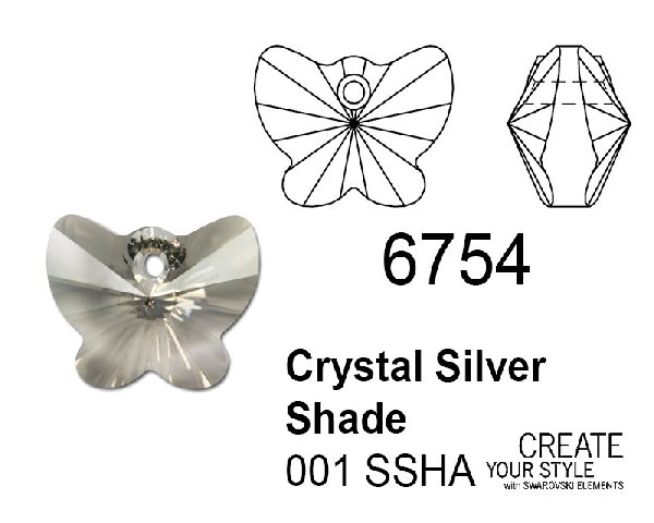 Swarovski Ciondolo Farfalla CRYSTAL SILVER SHADE - 6754