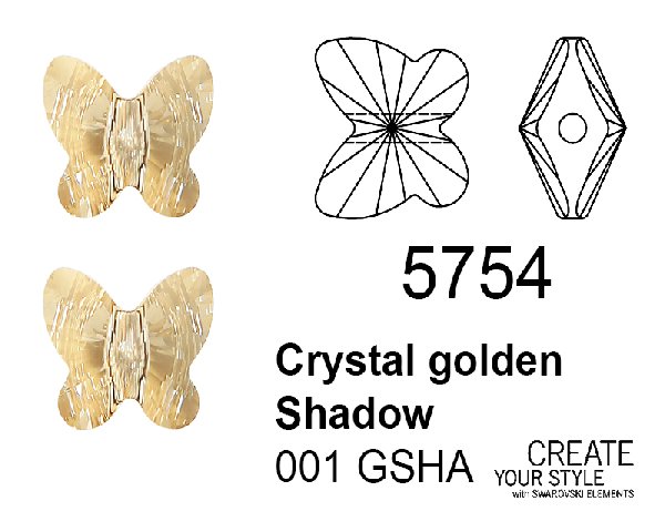 Swarovski Ciondolo Farfalla (foro passante) CRYSTAL GOLDEN SHADOW - 5754