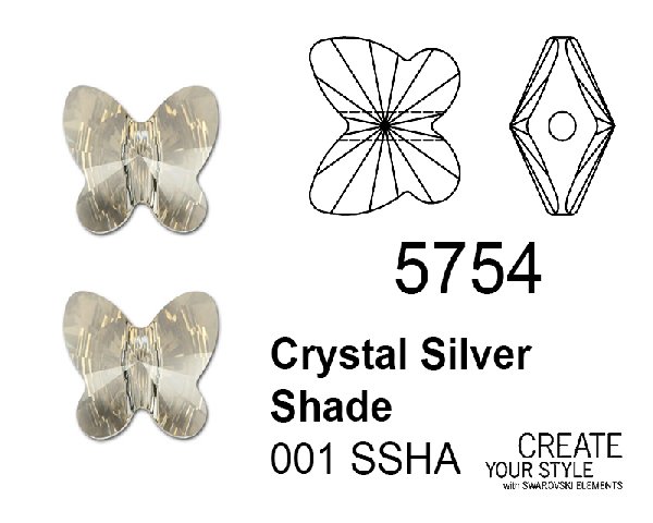 Swarovski Ciondolo Farfalla (foro passante) CRYSTAL SILVER SHADE - 5754