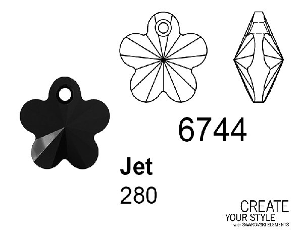 Swarovski Ciondolo Fiore JET - 6744