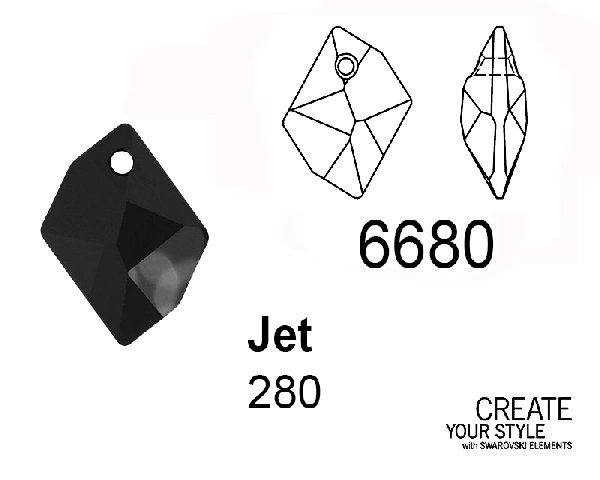 Swarovski Ciondolo Goccia romboidale JET - 6680