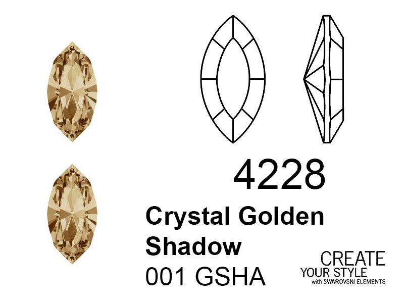 Swarovski Gemma a Navetta CRYSTAL GOLDEN SHADOW - 4228