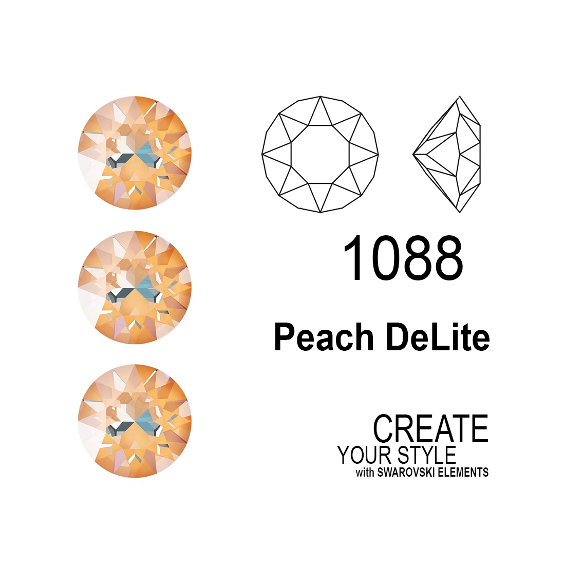 Swarovski Gemma Tonda Conica PEACH DELITE - 1088