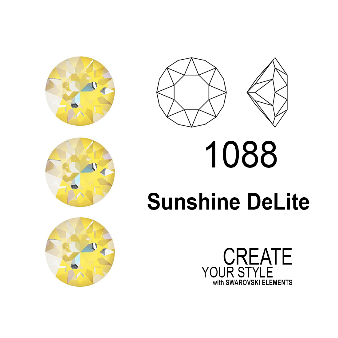 Swarovski Gemma Tonda Conica SUNSHINE DELITE - 1088