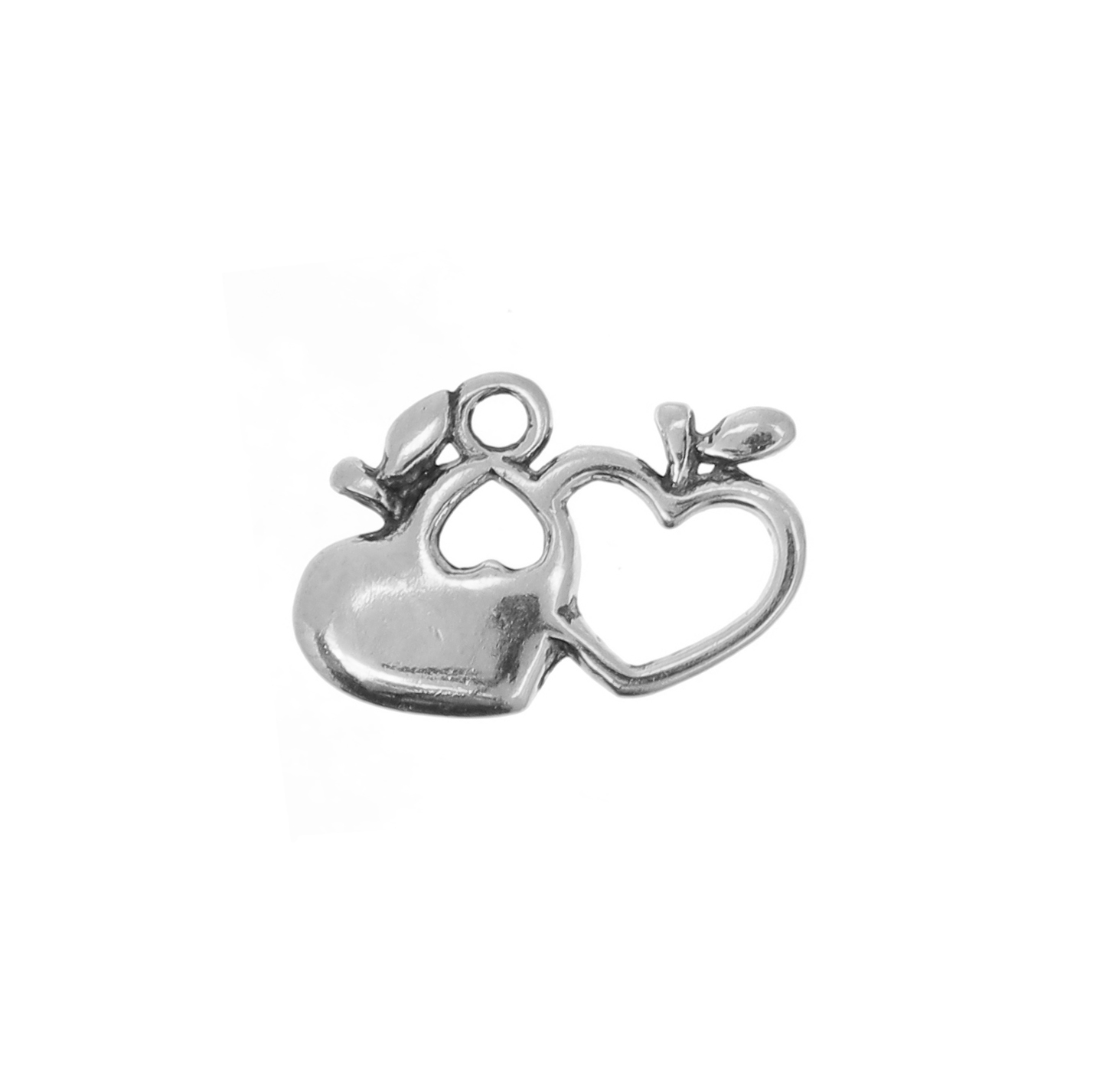 Ciondolo formato da due mele a forma di cuore, 11x17 mm.