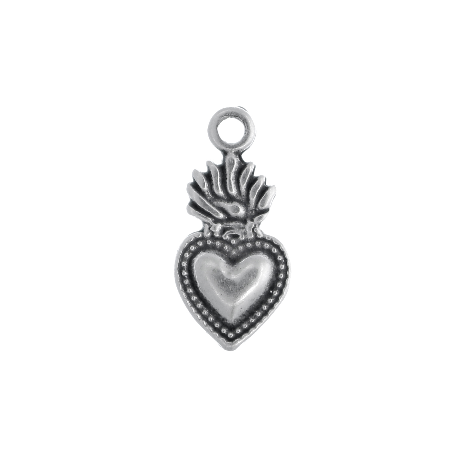 Ciondolo a forma di Cuore Sacro, 20x9 mm, con un anellino tondo chiuso