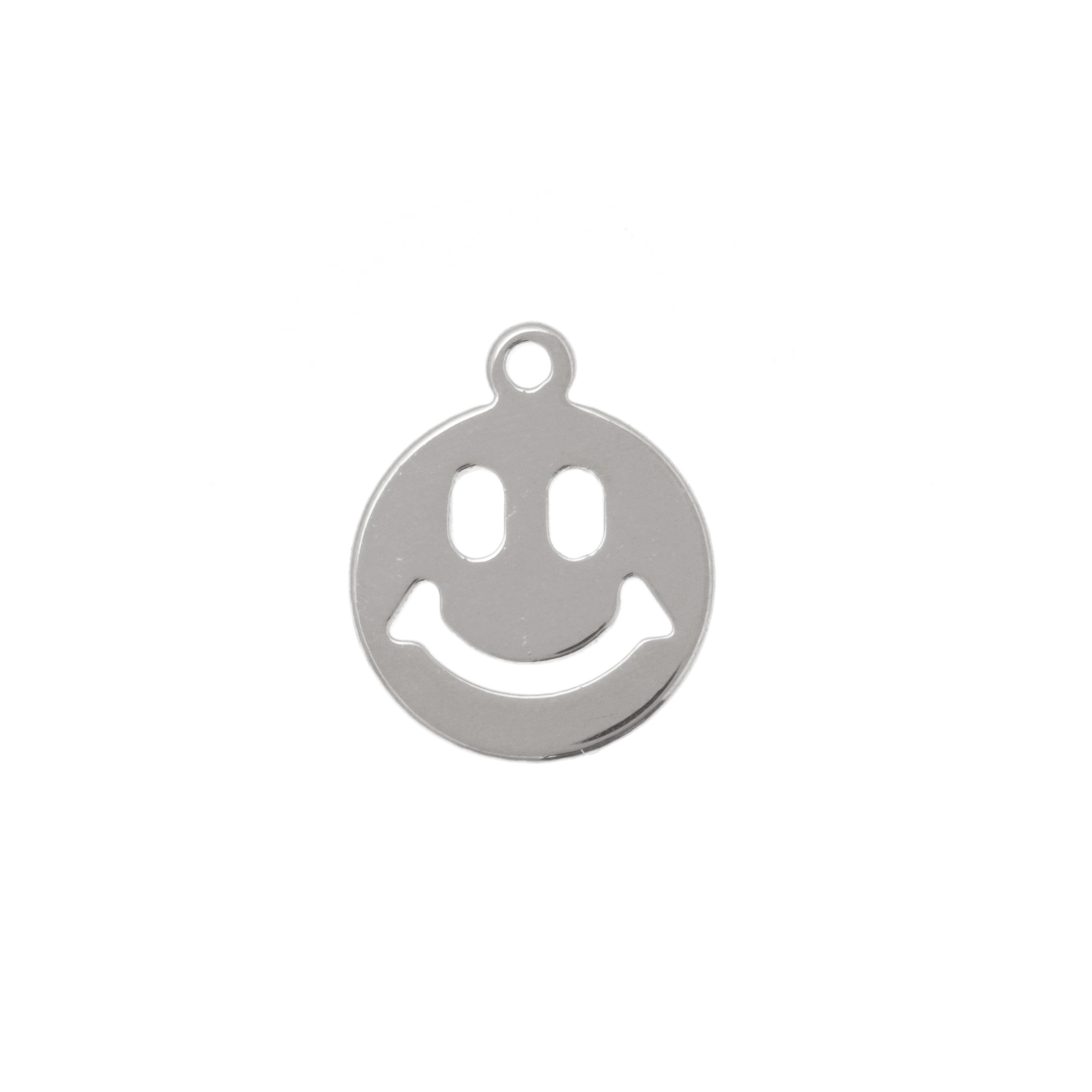 Ciondolo a forma di tondo con Smile, forato, lungo 9 mm., largo 8 mm.