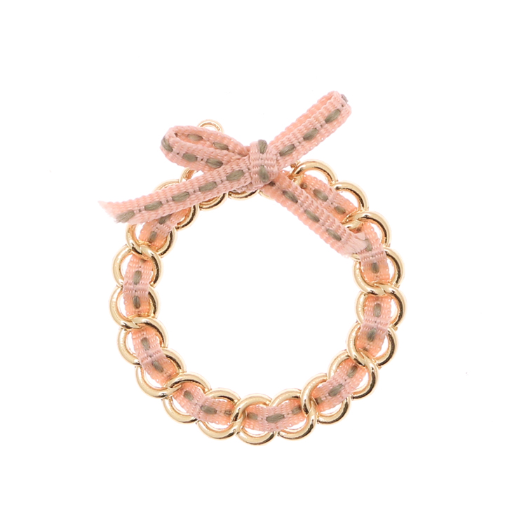 Ciondolo a forma di Cerchio con Nastro Rosa Antico e Grigio