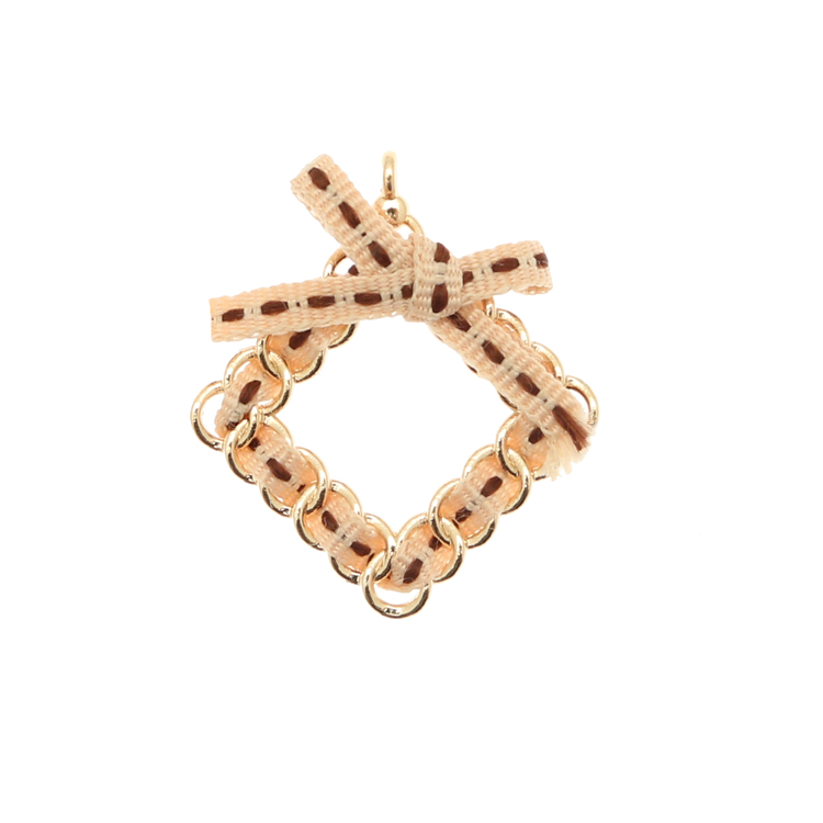 Ciondolo a forma di Rombo con Nastro Beige e Marrone