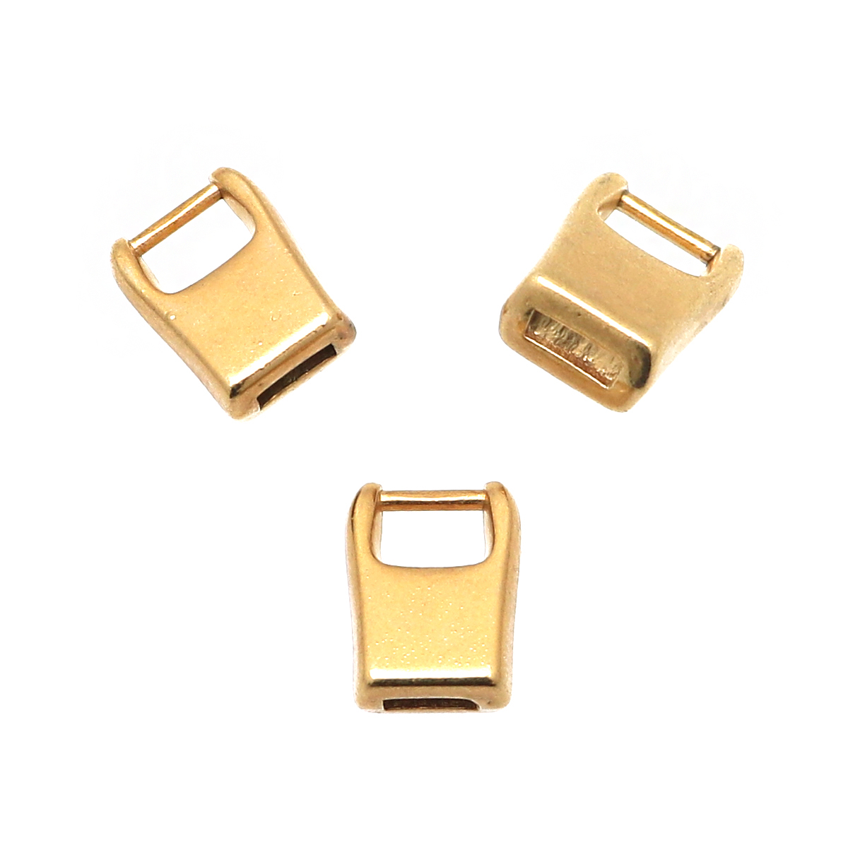 Coppetta rettangolare liscia, con foro interno, 11x14mm.