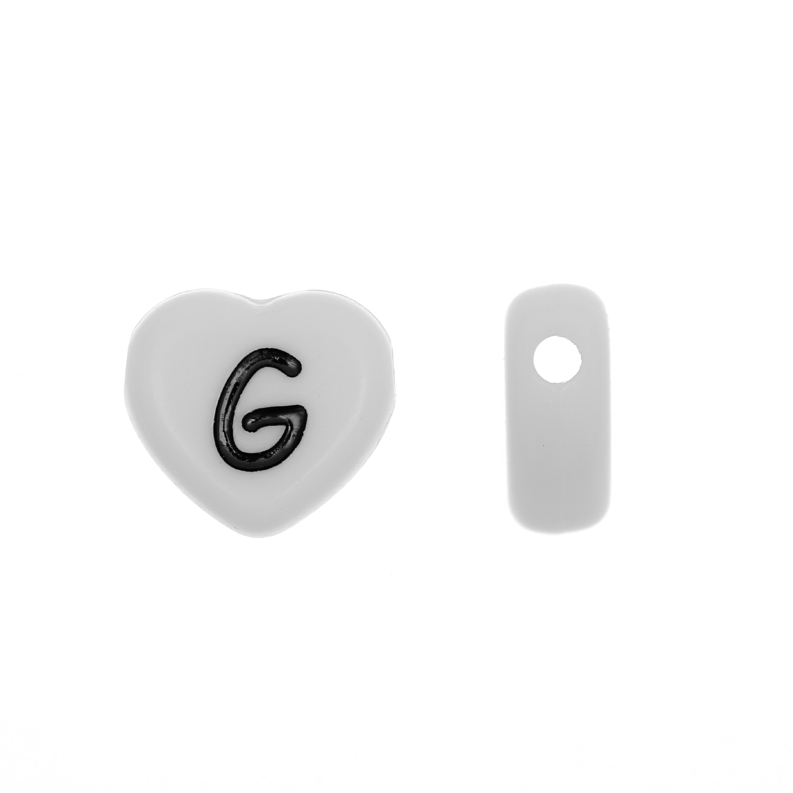 Distanziatore a Cuore in resina con disegno lettera "G", 12x11 mm.