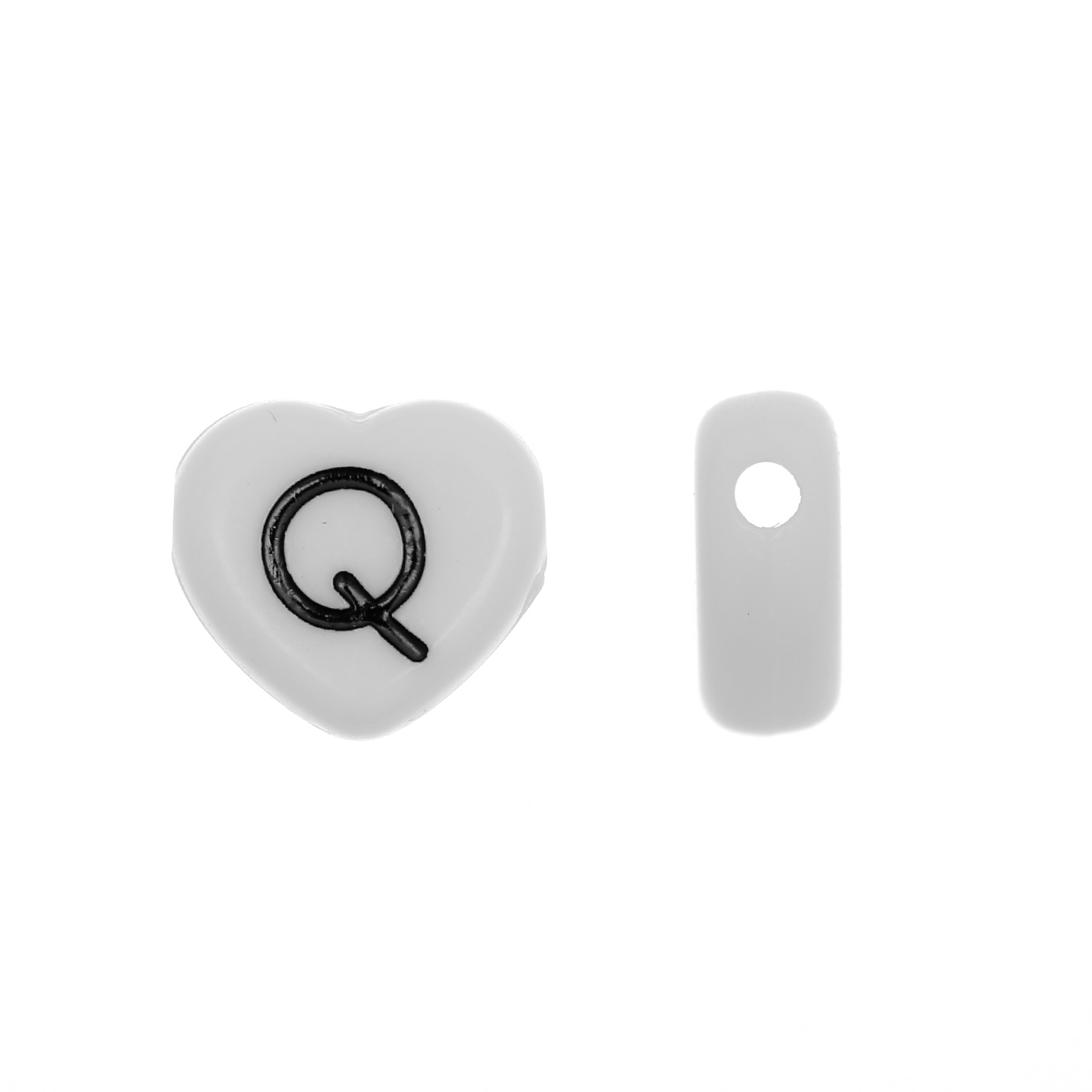 Distanziatore a Cuore in resina con disegno lettera "Q", 12x11 mm.