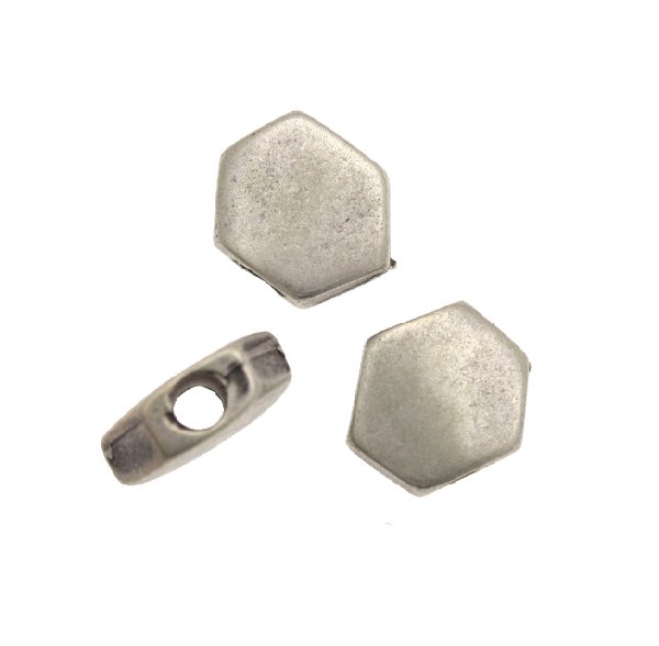 Distanziatore a forma di esagono piatto liscio, 14x12 mm.