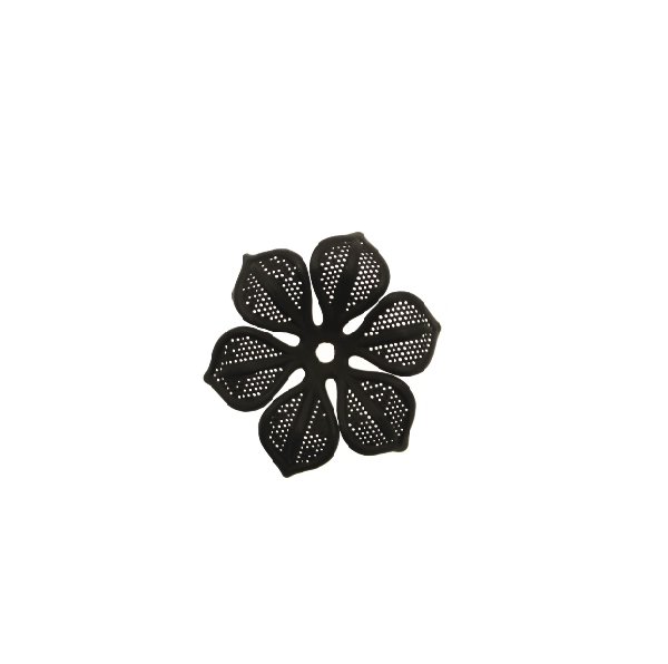 Filigrana a forma di fiore a sei petali traforati e ondulati, 29 mm., colore Nero effetto gommoso