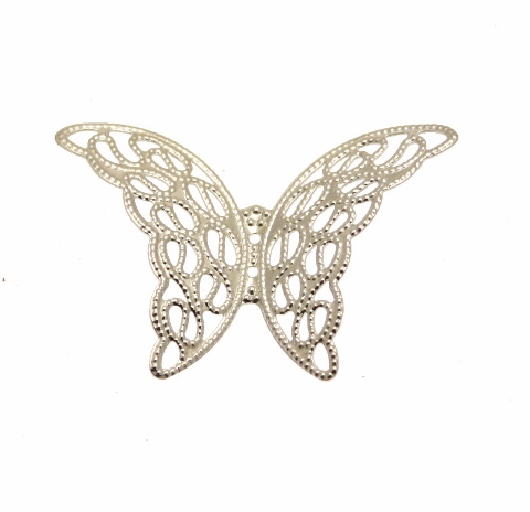 Filigrana a forma di farfalla traforata con ali bombate, 39x26 mm.