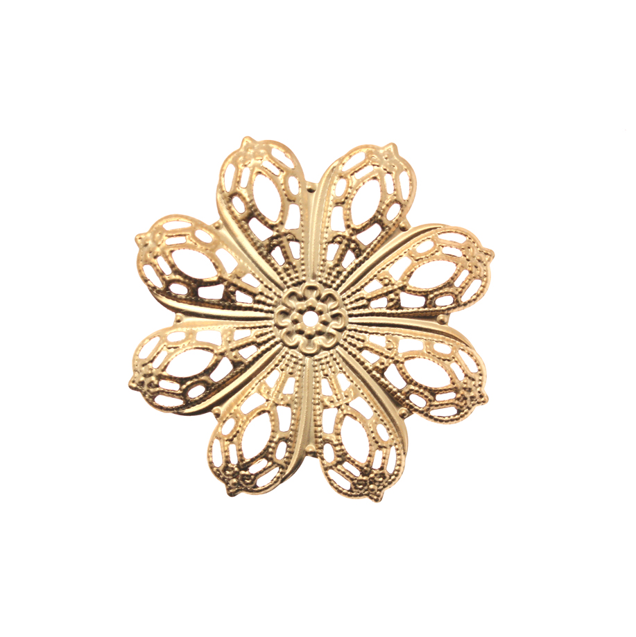 Filigrana a forma di fiore a otto petali, forata al centro, 46 mm.
