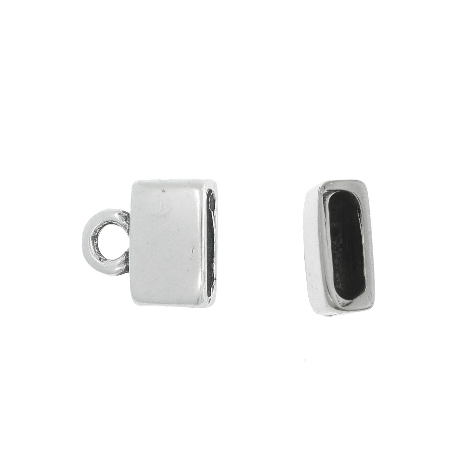 Terminale Rettangolare da Incollo con Anello, liscio, 13X14mm.