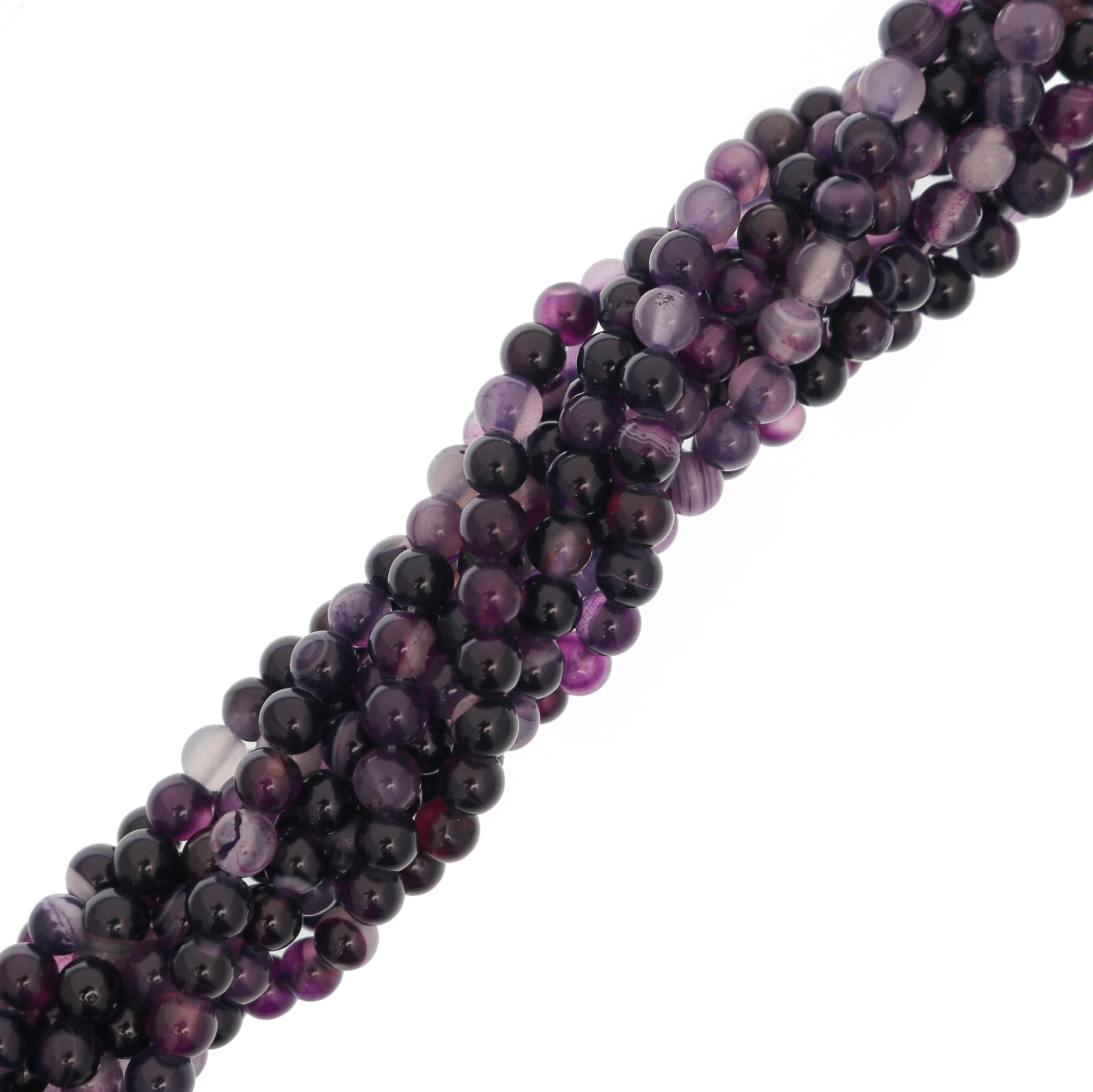 Filo di pietre dure tonde, diametro 6 mm., colore Agata Striata Viola