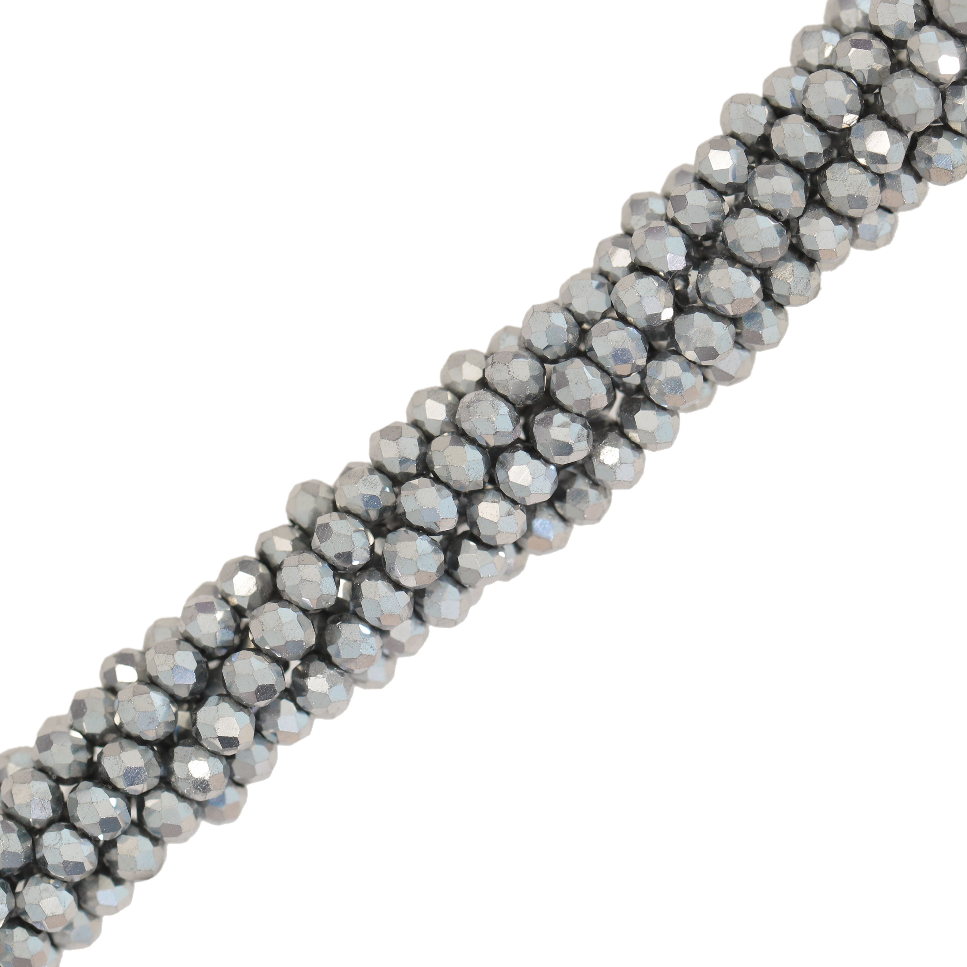Filo di Cipollotti in Cristallo, 3,5x2,5mm., colore ARGENTO METAL