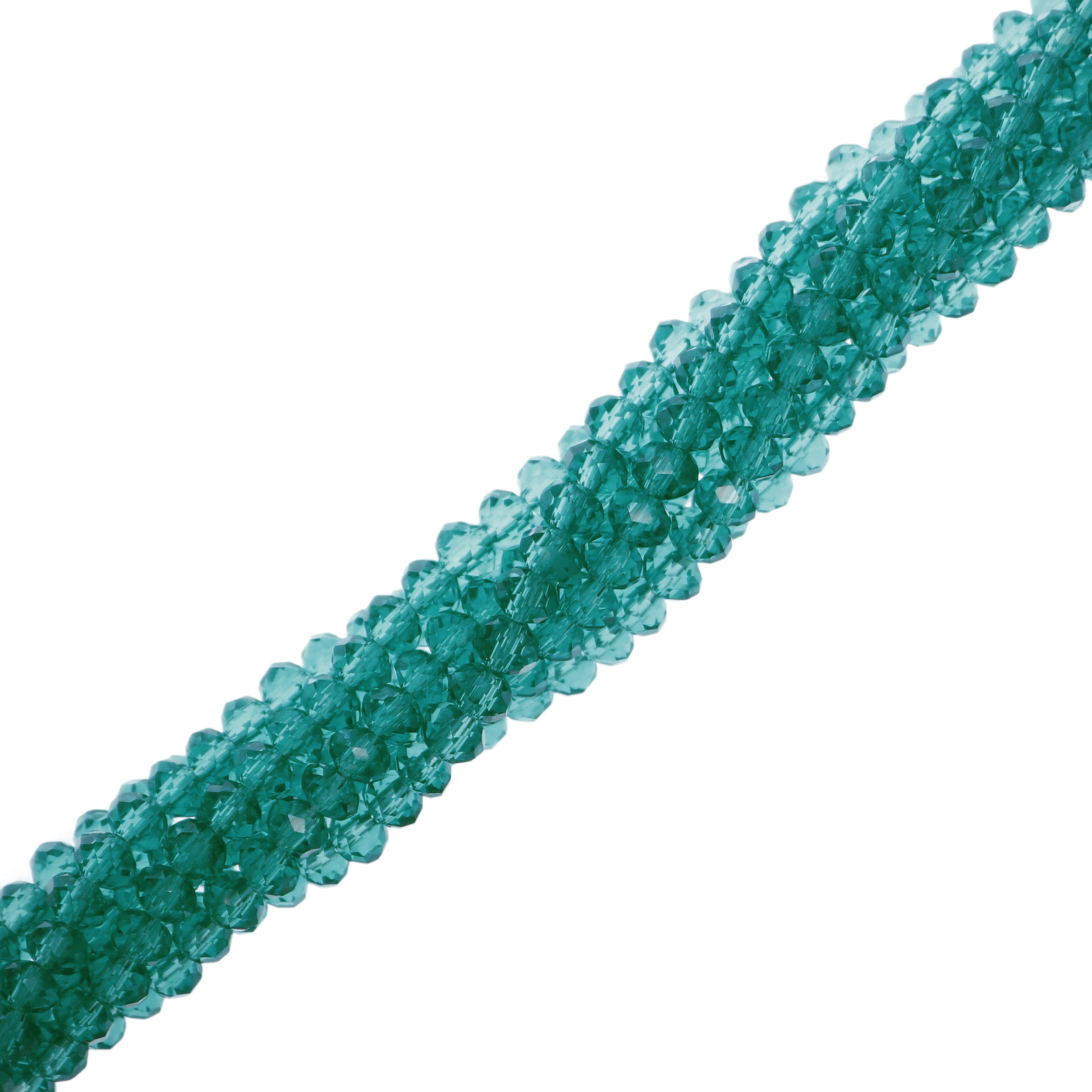 Filo di Cipollotti in Cristallo, 4x3 mm., colore PETROLIO TRASPARENTE