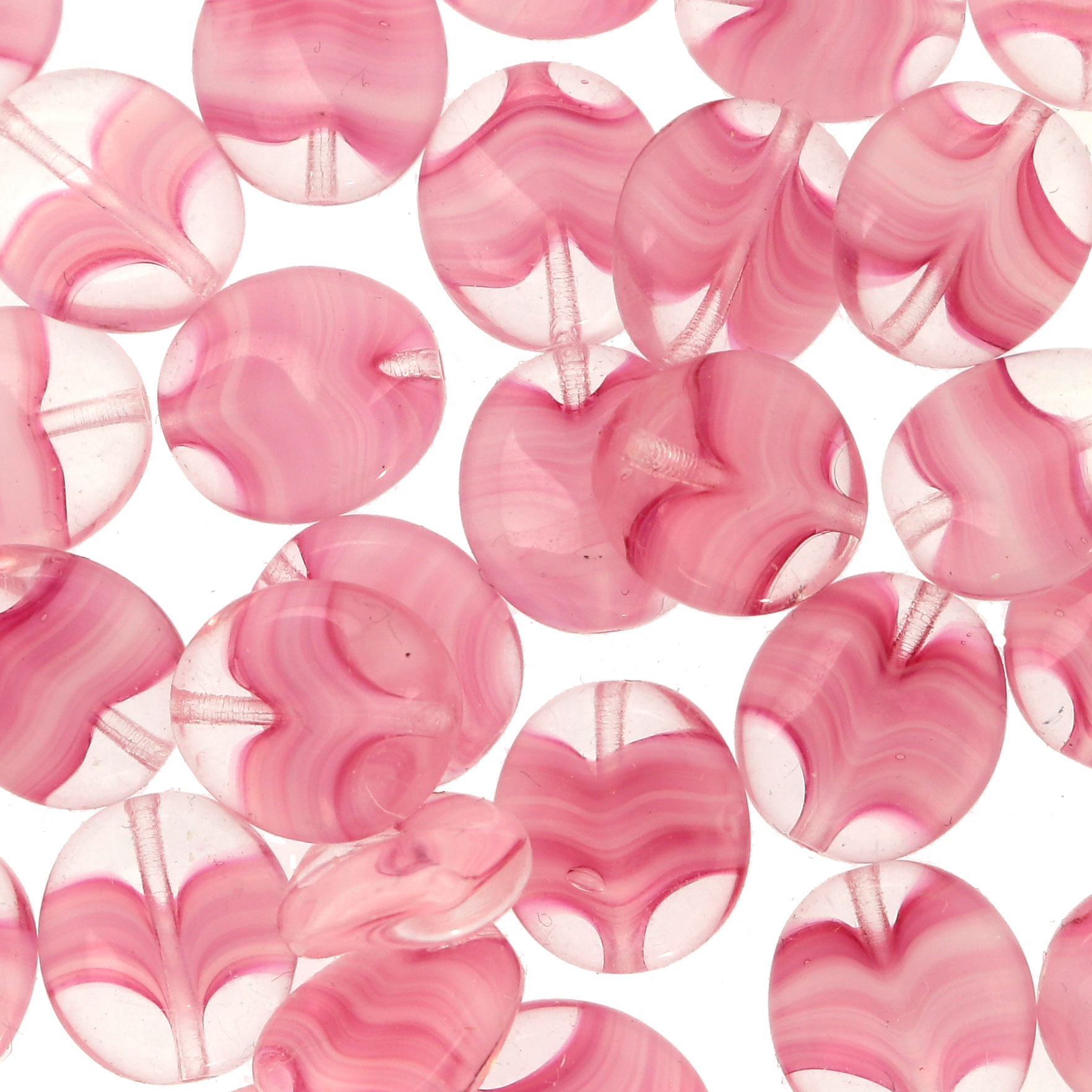 Elica, 12x10 mm., Rosa sfumato in bianco e in trasparente