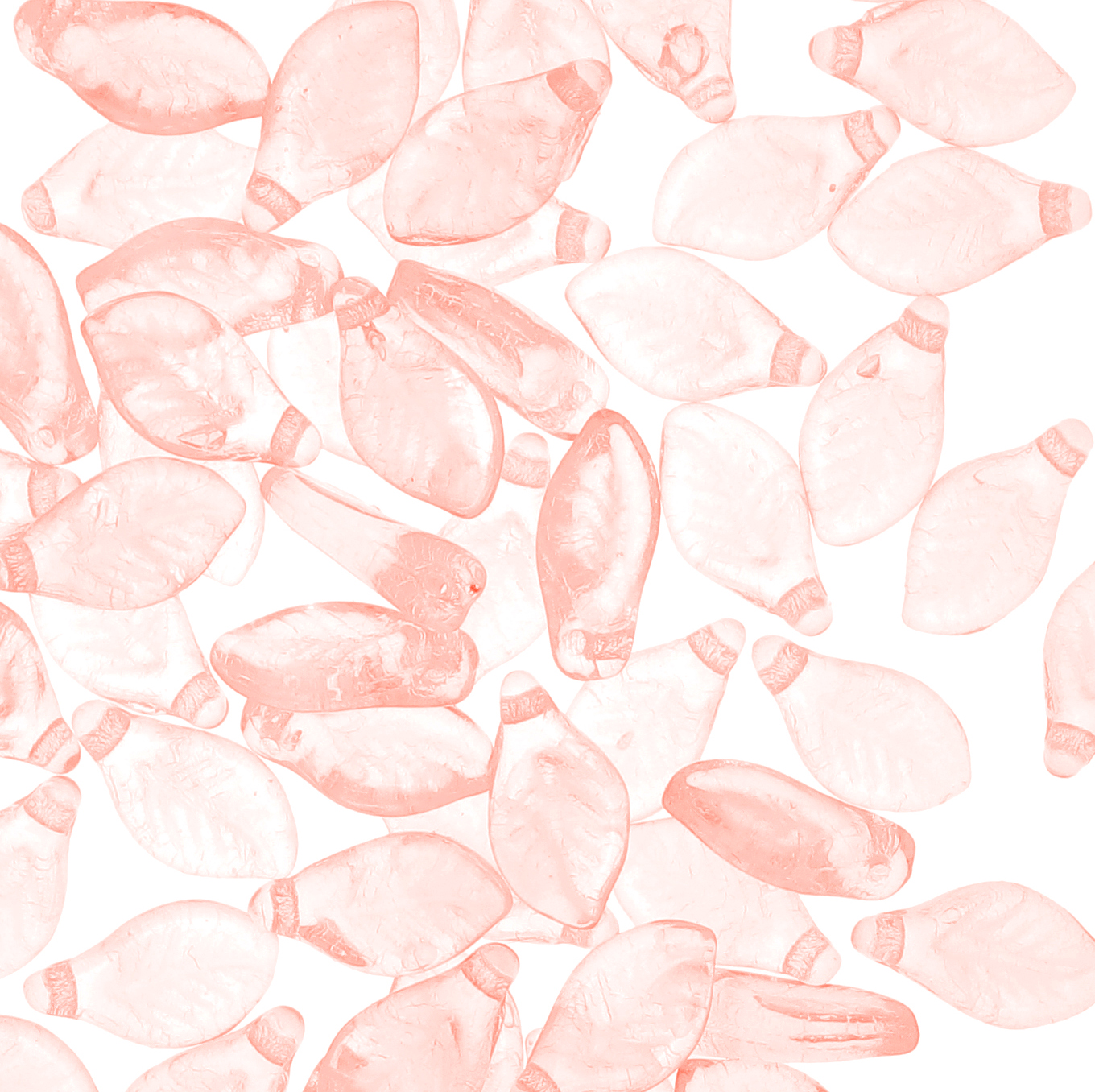 Foglia foro in testa, 12x6 mm., Rosa trasparente