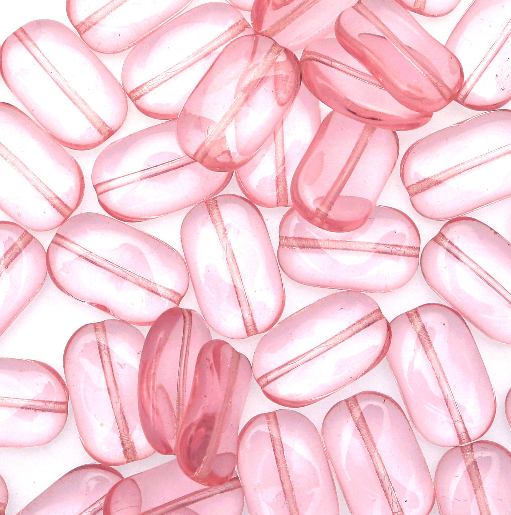 Ovale ondulato, 18x10 mm., Rosa baby trasparente