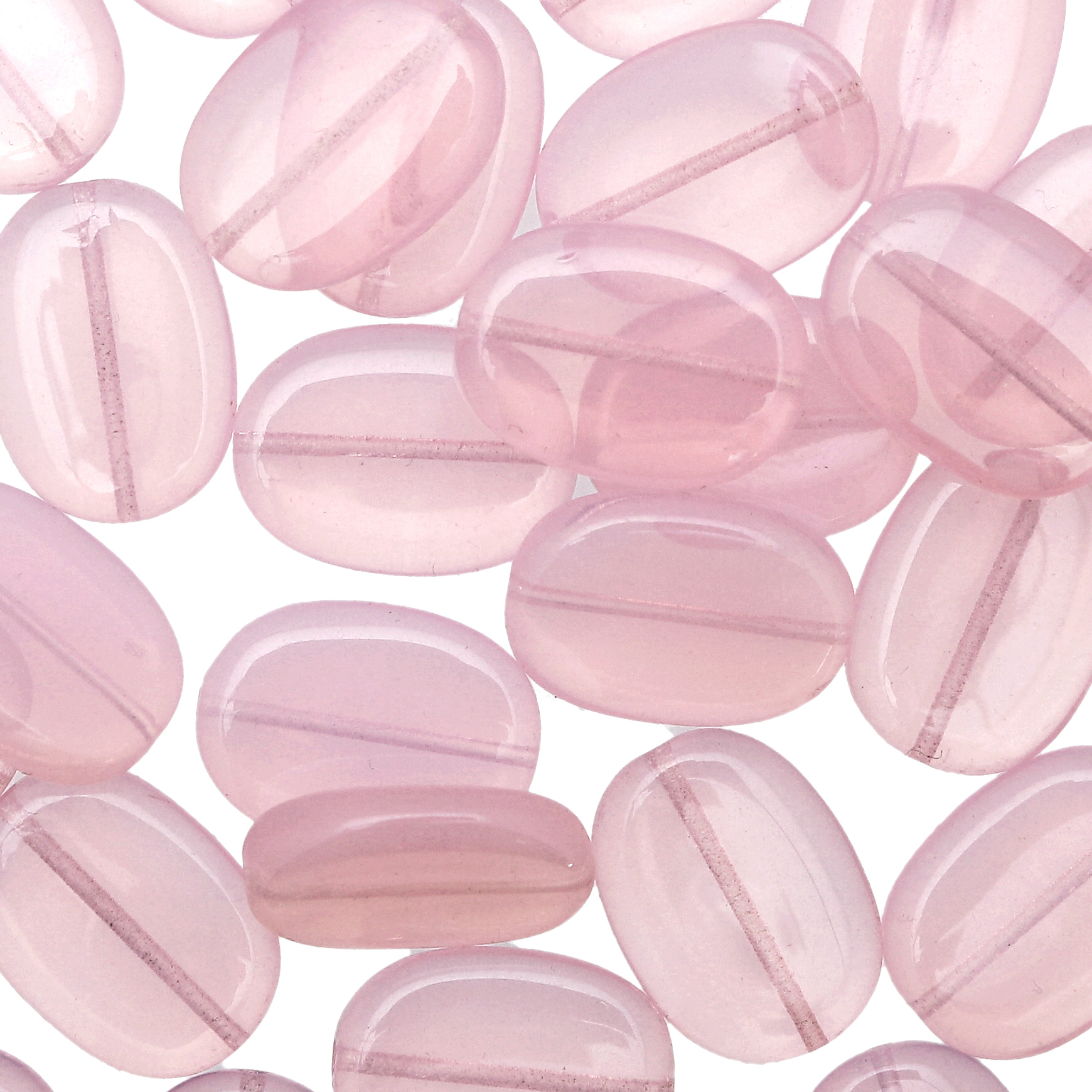 Ovale piatto, 14x19 mm., Rosa baby opale