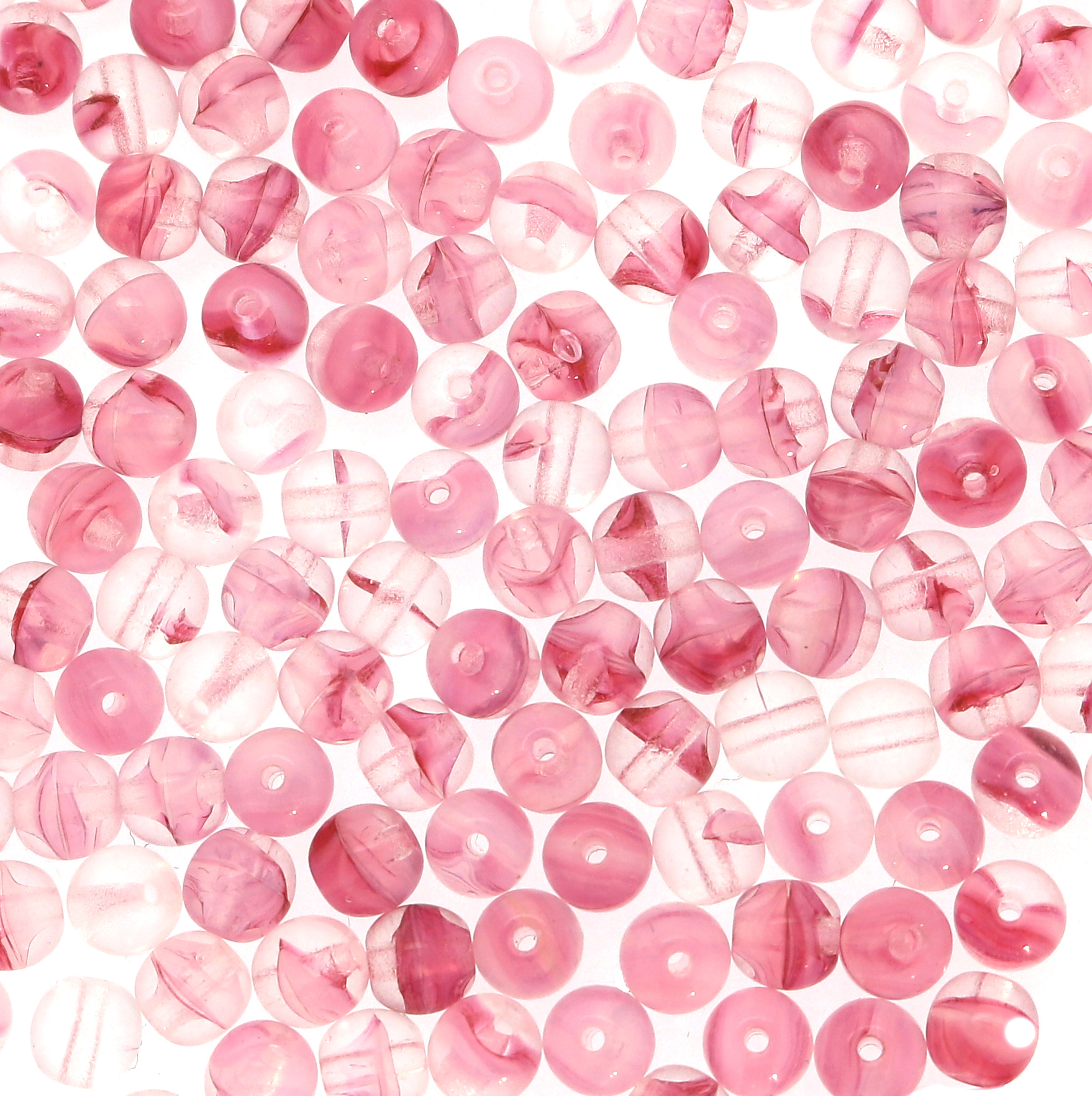 Palla, 5 mm., Rosa sfumato in bianco e in trasparente