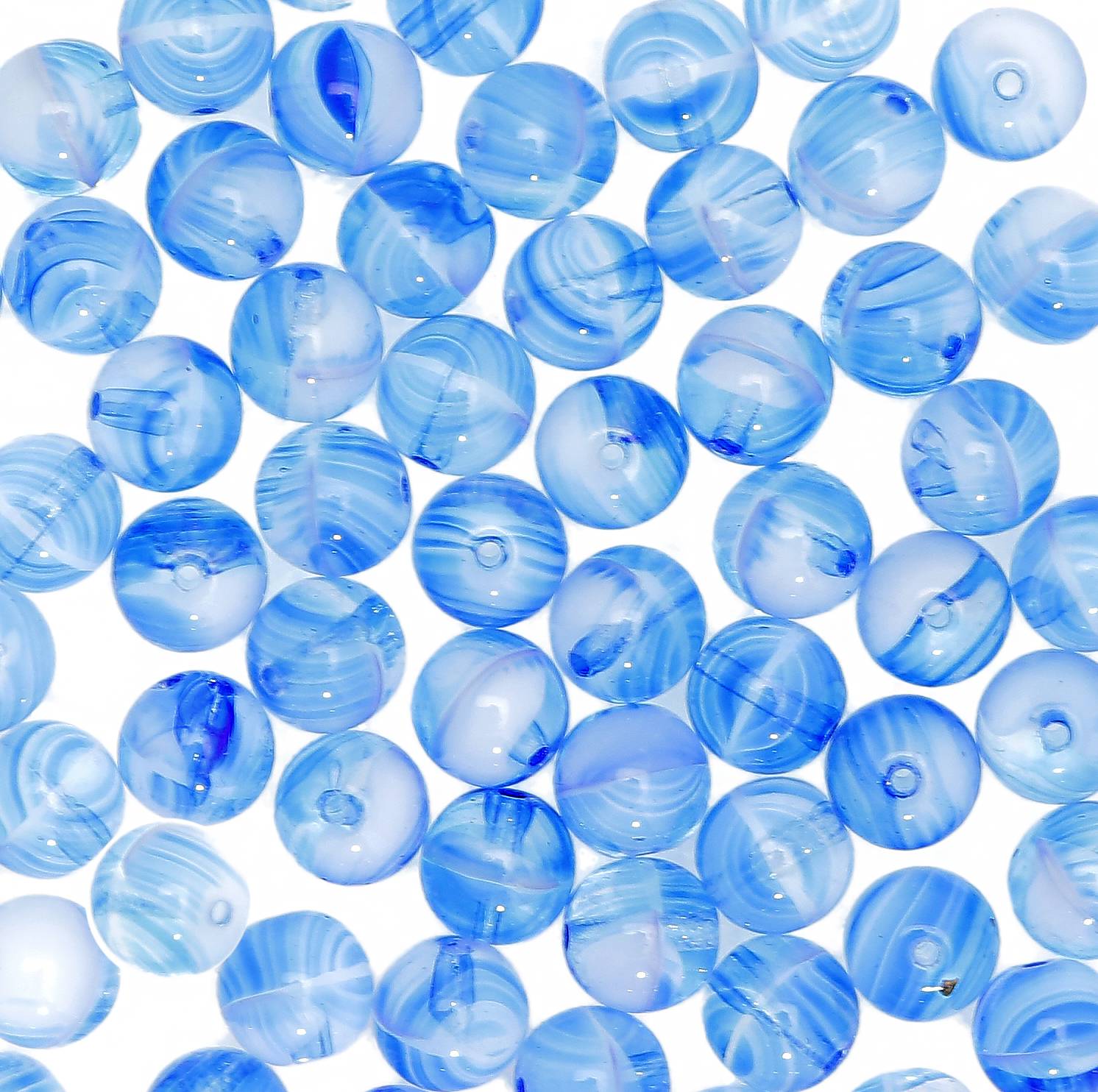 Palla, 8 mm., Acqua striata in bianco