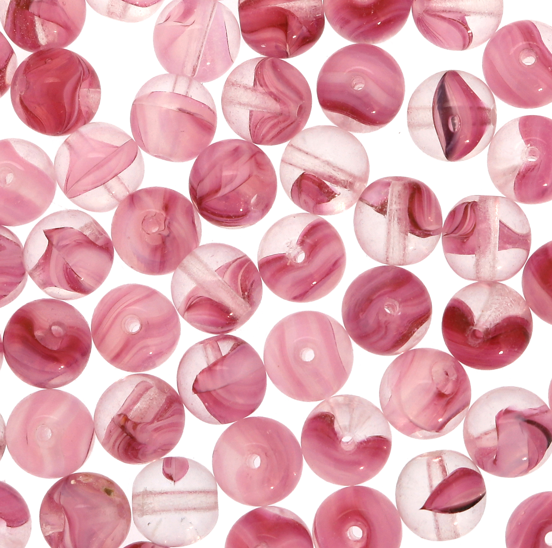 Palla, 8 mm., Rosa sfumato in bianco e in trasparente