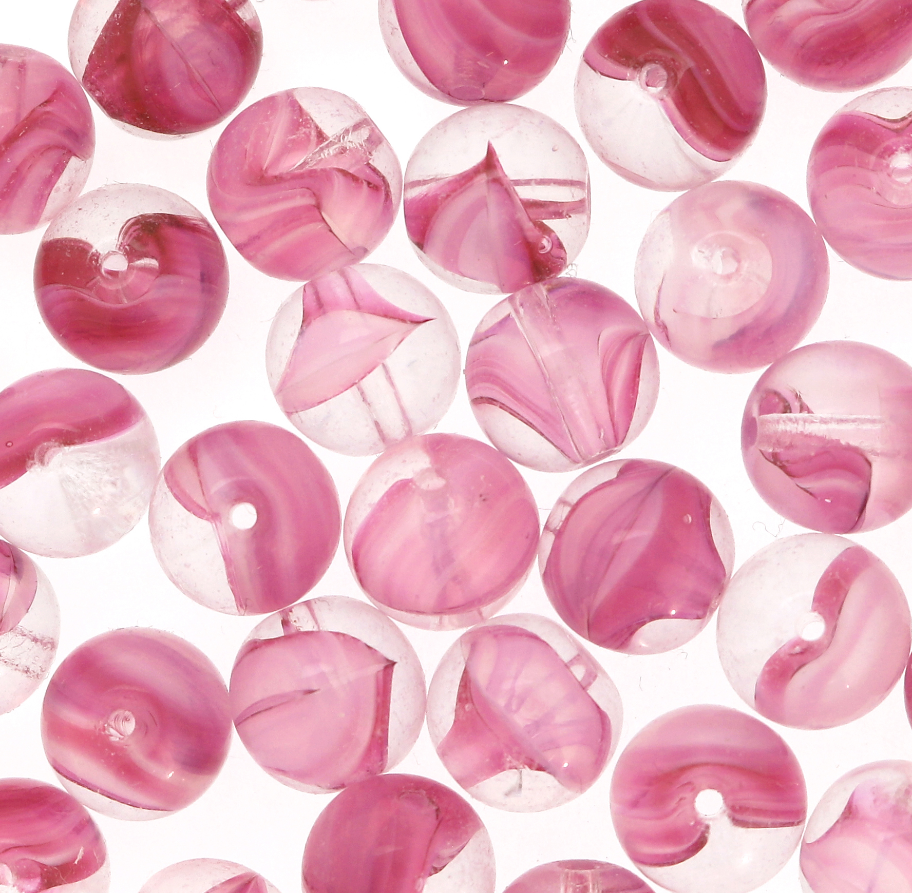 Palla, 10 mm., Rosa sfumato in bianco e in trasparente